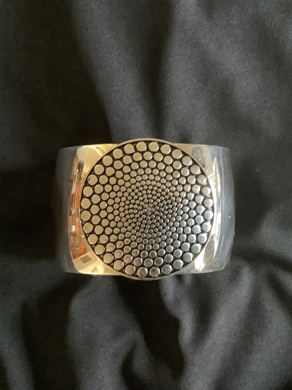 Silvertone Cuff with Circular Dotted Motif